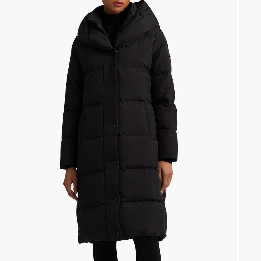 Ralph Lauren Black Pillow Hood Down & Feather Puffer Coat Jacket